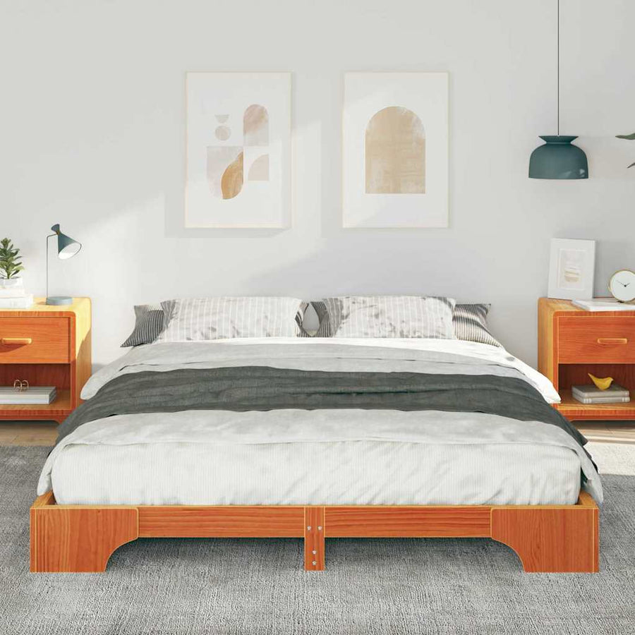 Bedframe met opslag Bruin 160 x 220 cm Massief grenenhout