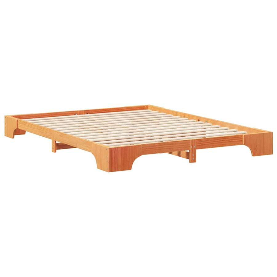 Bedframe met opslag Bruin 160 x 220 cm Massief grenenhout