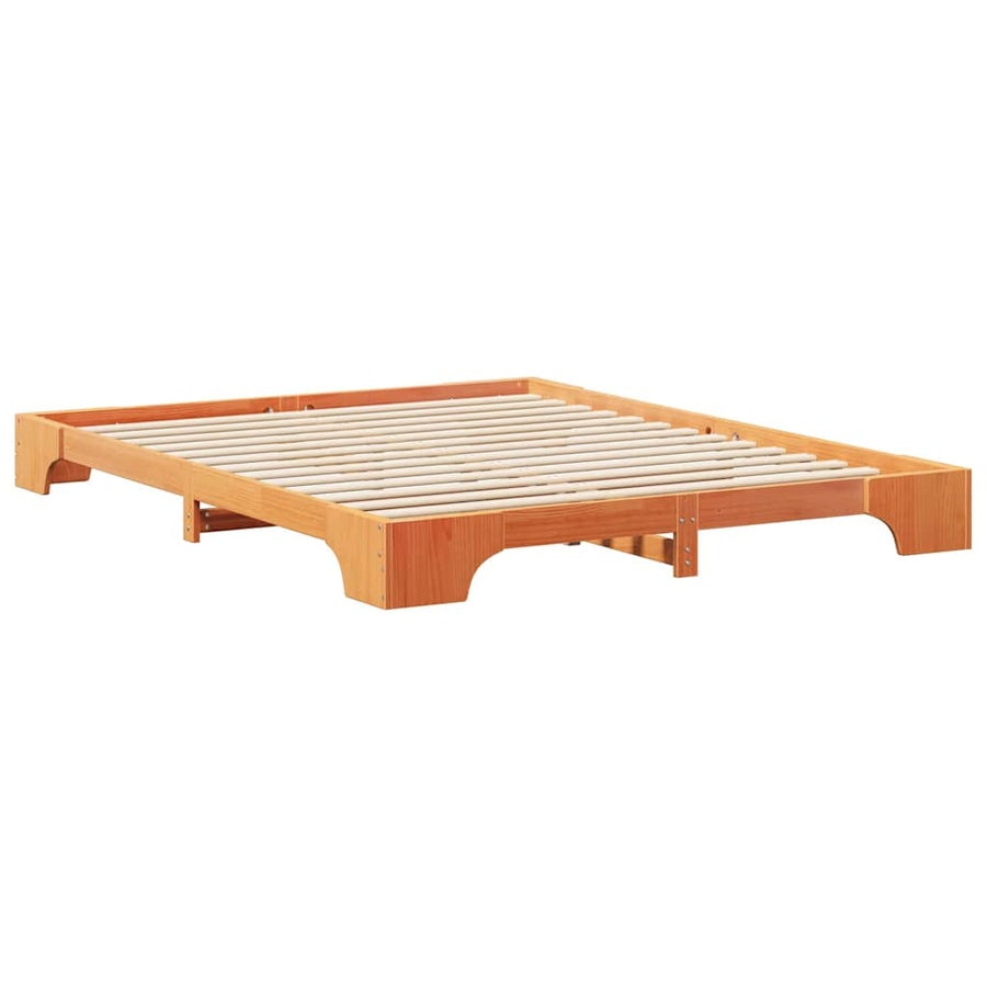 Bedframe met opslag Bruin 160 x 220 cm Massief grenenhout