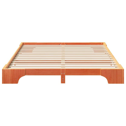 Bedframe met opslag Bruin 160 x 220 cm Massief grenenhout