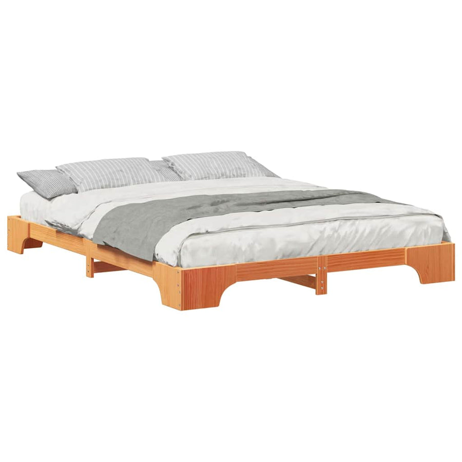 Bedframe met opslag Bruin 160 x 220 cm Massief grenenhout