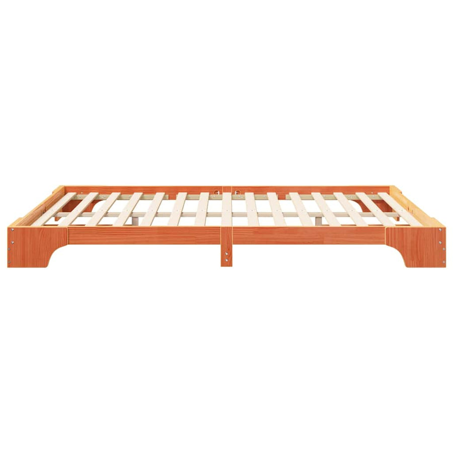 Bedframe met opslag Bruin 160 x 220 cm Massief grenenhout