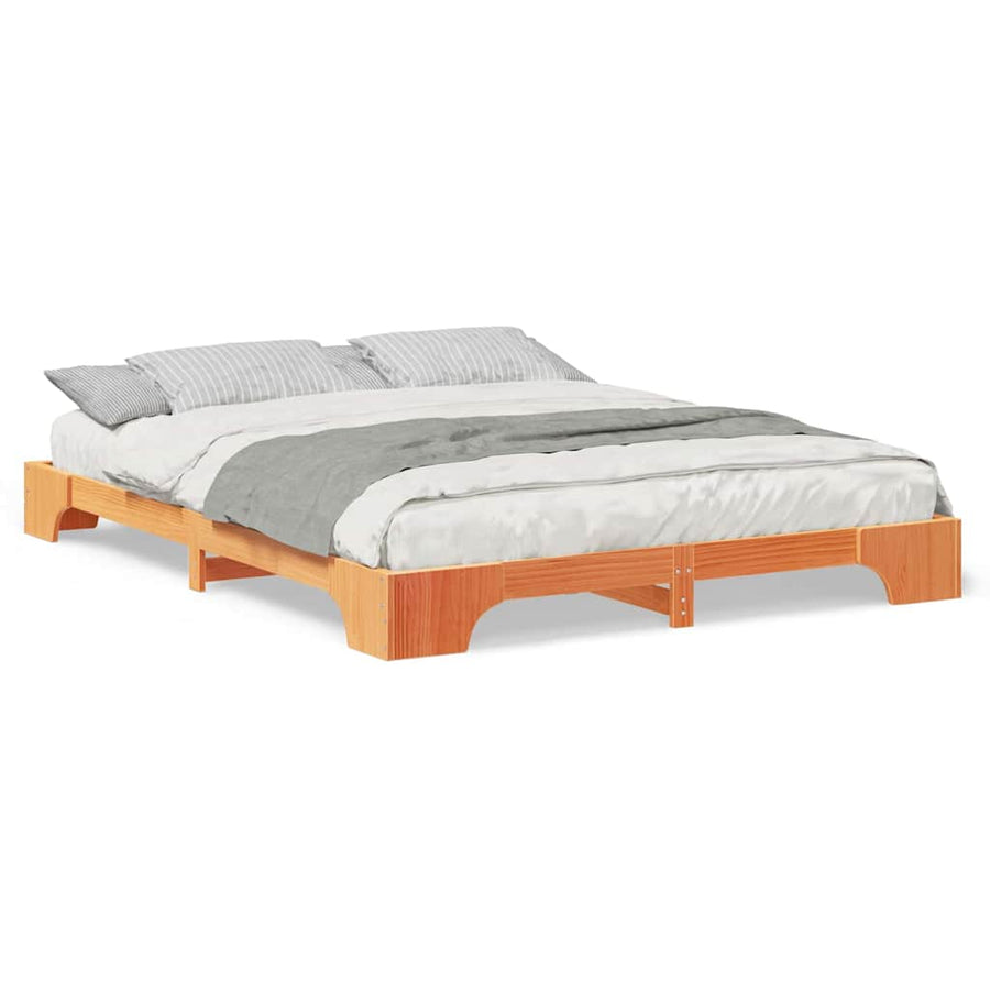 Bedframe met opslag Bruin 160 x 220 cm Massief grenenhout