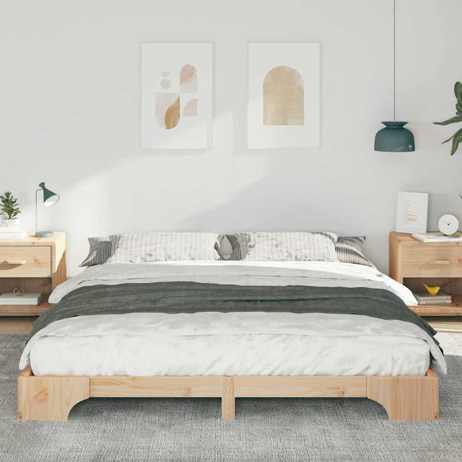 Bedframe met opslag Bruin 180 x 220 cm Massief grenenhout