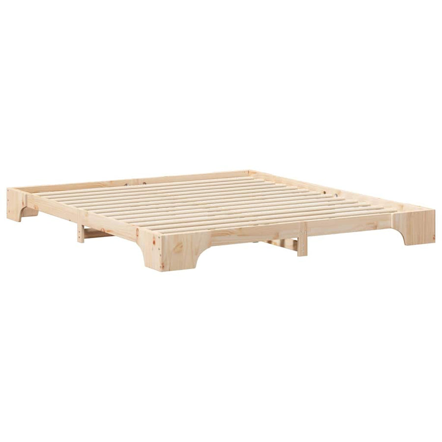 Bedframe met opslag Bruin 180 x 220 cm Massief grenenhout
