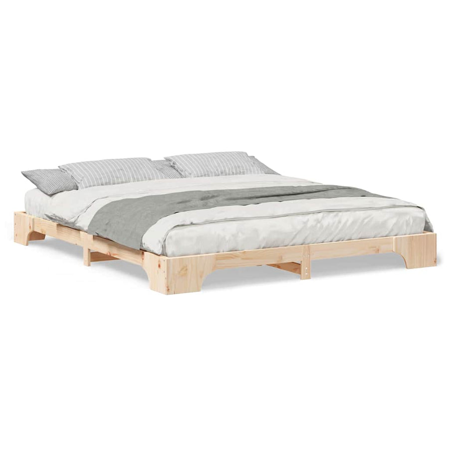 Bedframe met opslag Bruin 180 x 220 cm Massief grenenhout