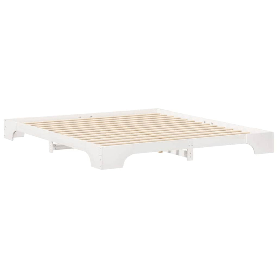 Bedframe met opslag Wit 180 x 220 cm Massief grenenhout