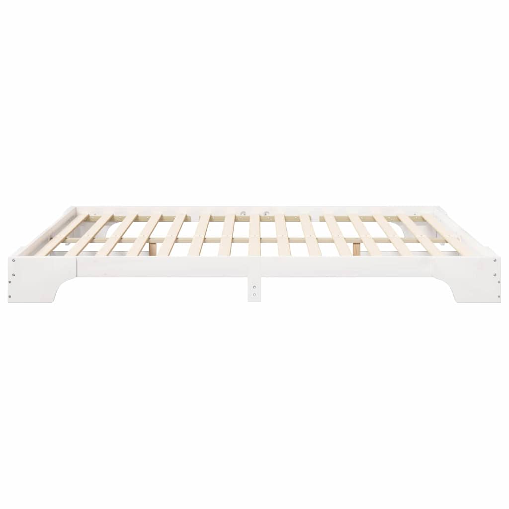 Bedframe met opslag Wit 180 x 220 cm Massief grenenhout