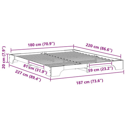 Bedframe met opslag Wit 180 x 220 cm Massief grenenhout