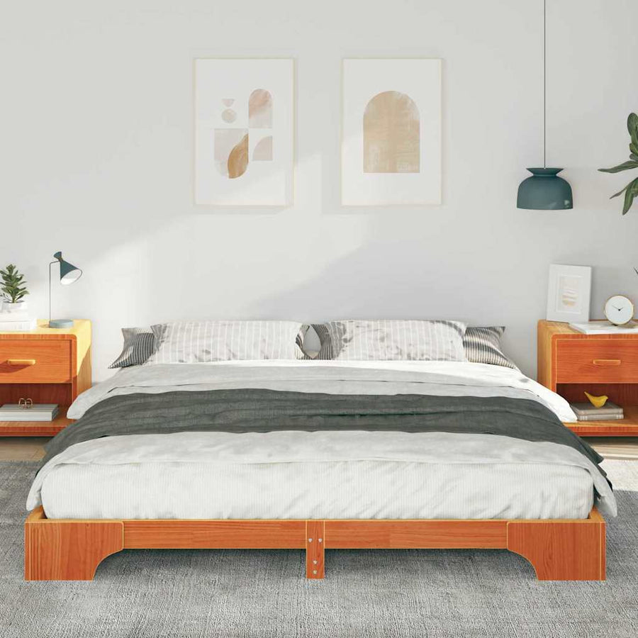 Bedframe met opslag Bruin 180 x 220 cm Massief grenenhout