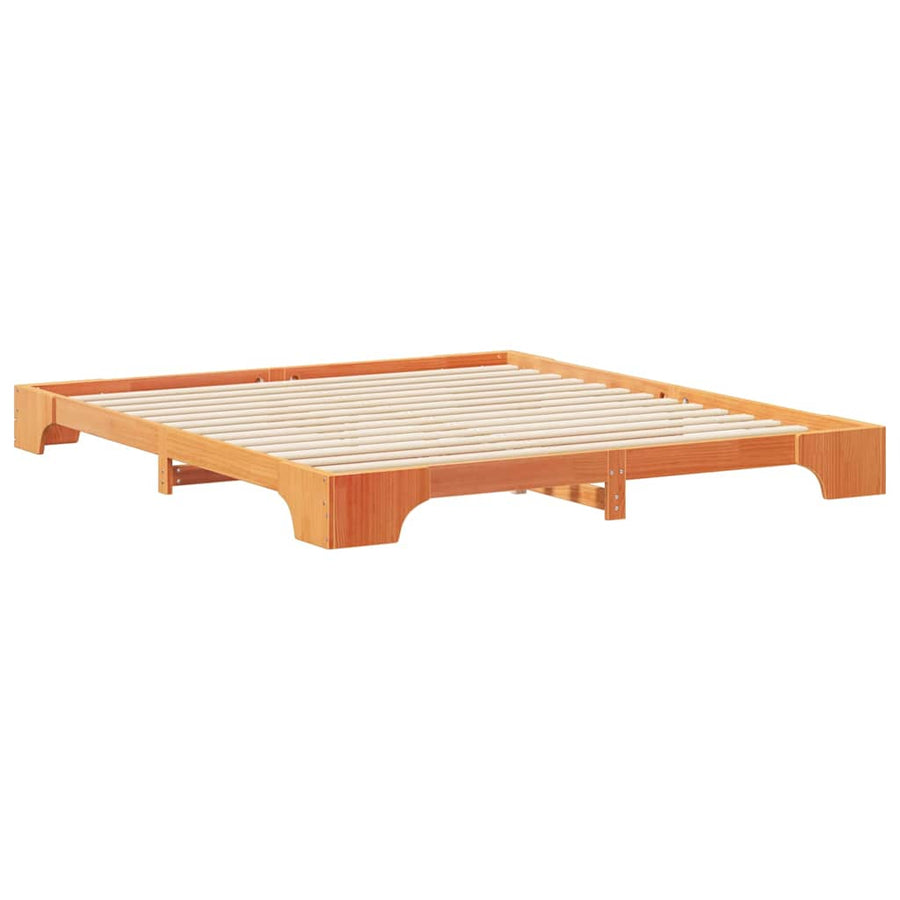Bedframe met opslag Bruin 180 x 220 cm Massief grenenhout