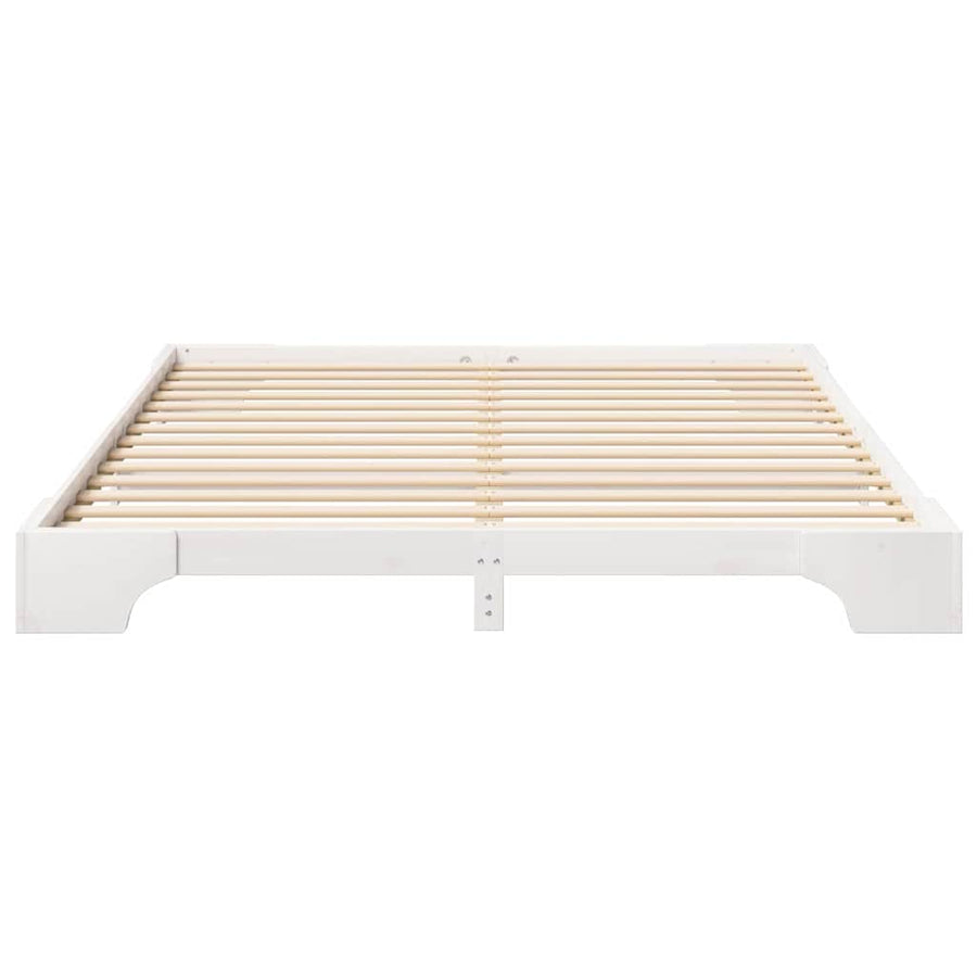 Bedframe met opslag Wit 200 x 220 cm Massief grenenhout