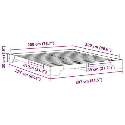 Bedframe met opslag Wit 200 x 220 cm Massief grenenhout