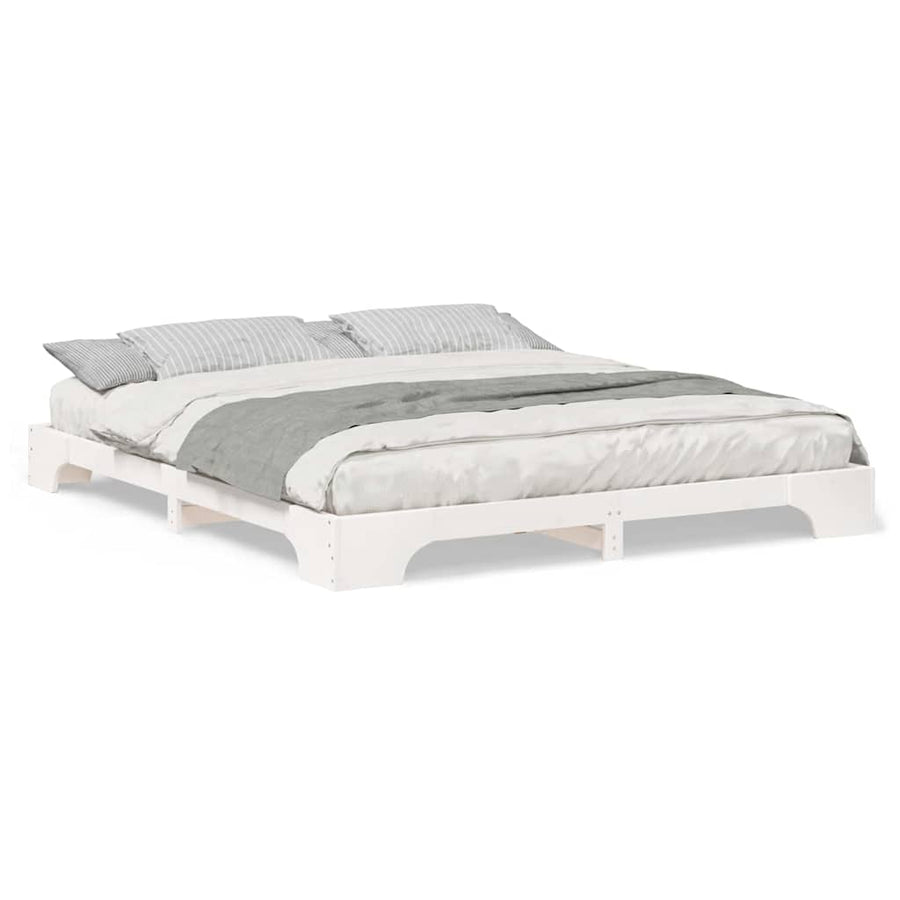 Bedframe met opslag Wit 200 x 220 cm Massief grenenhout