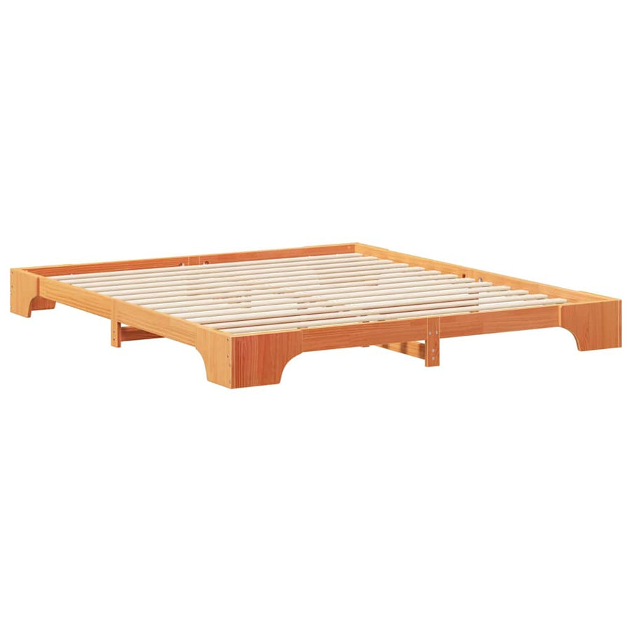 Bedframe met opslag Bruin 200 x 220 cm Massief grenenhout