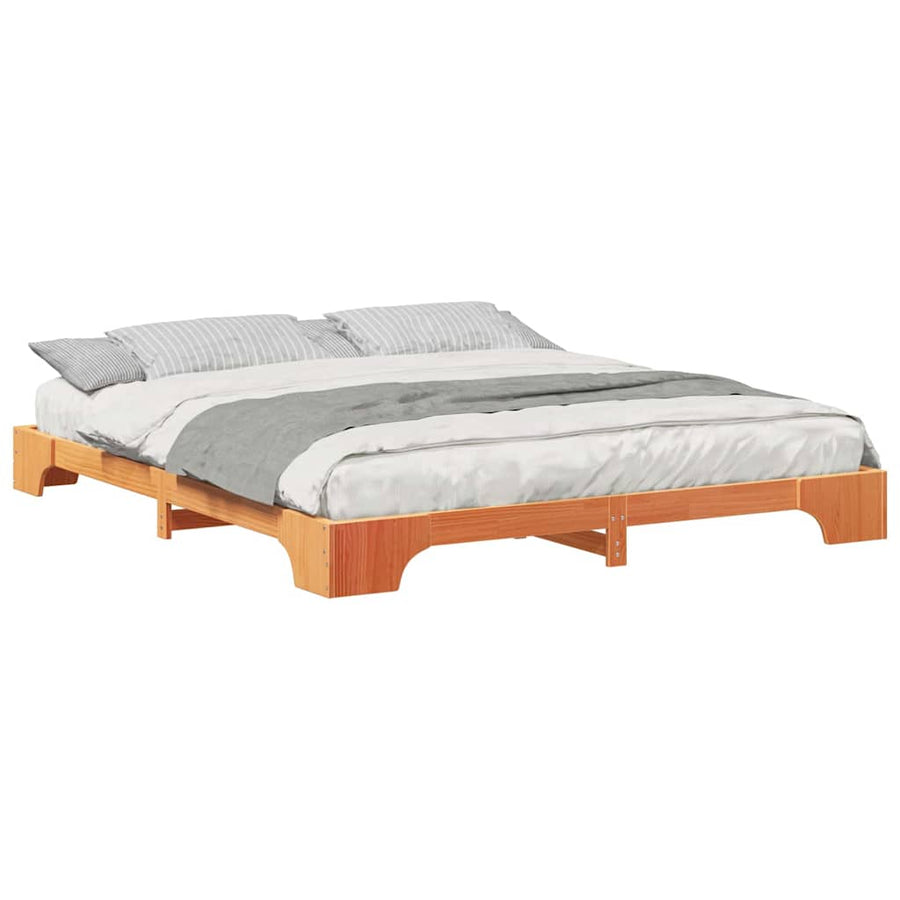 Bedframe met opslag Bruin 200 x 220 cm Massief grenenhout