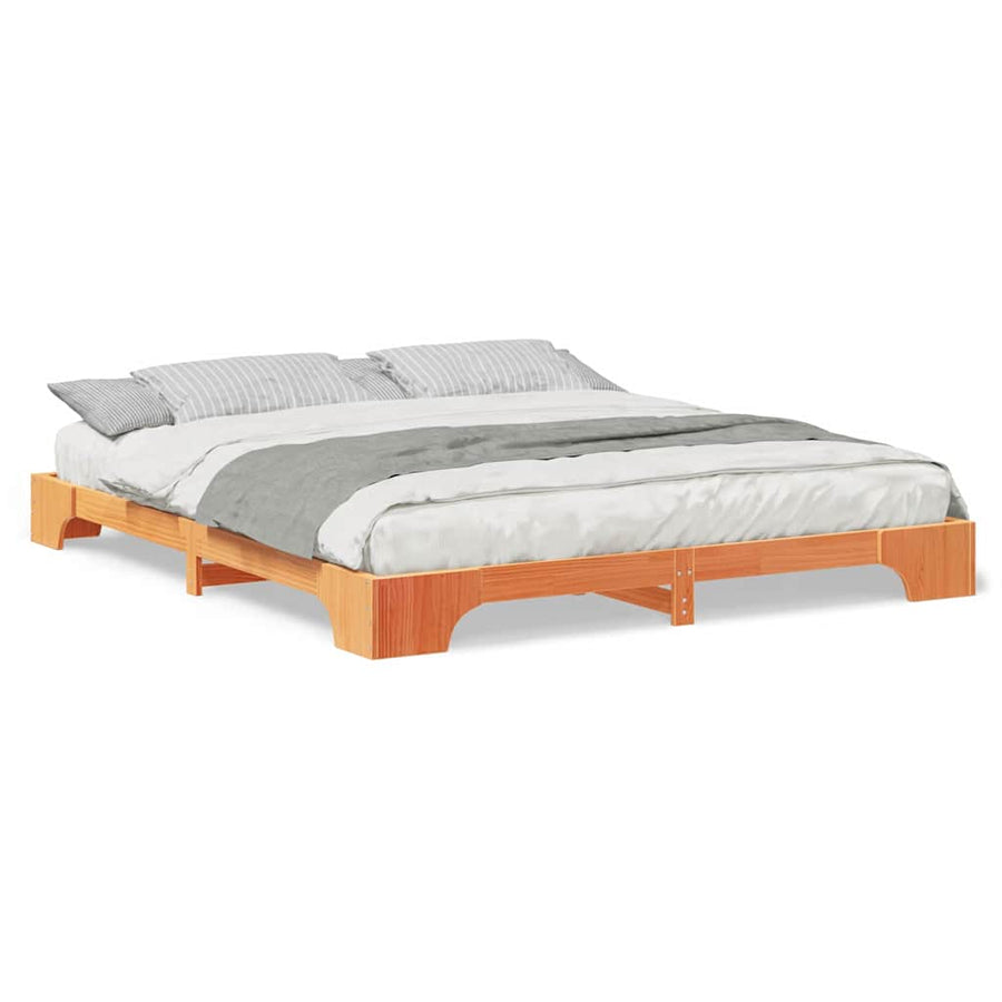 Bedframe met opslag Bruin 200 x 220 cm Massief grenenhout