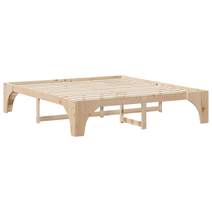 Bedframe met opslag Bruin 200 x 200 cm Massief grenenhout