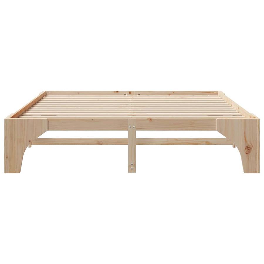 Bedframe met opslag Bruin 200 x 200 cm Massief grenenhout