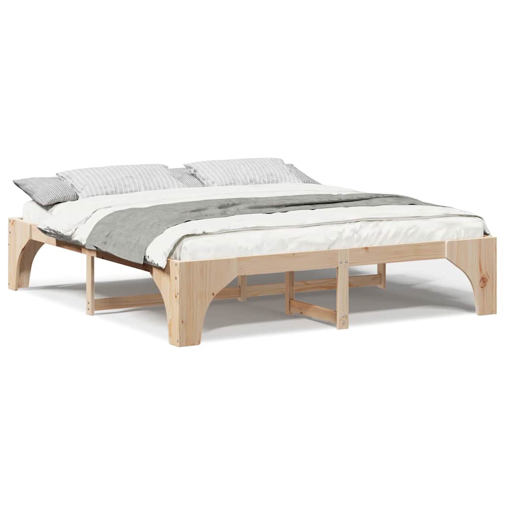 Bedframe met opslag Bruin 200 x 200 cm Massief grenenhout