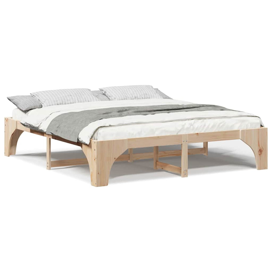 Bedframe met opslag Bruin 200 x 200 cm Massief grenenhout