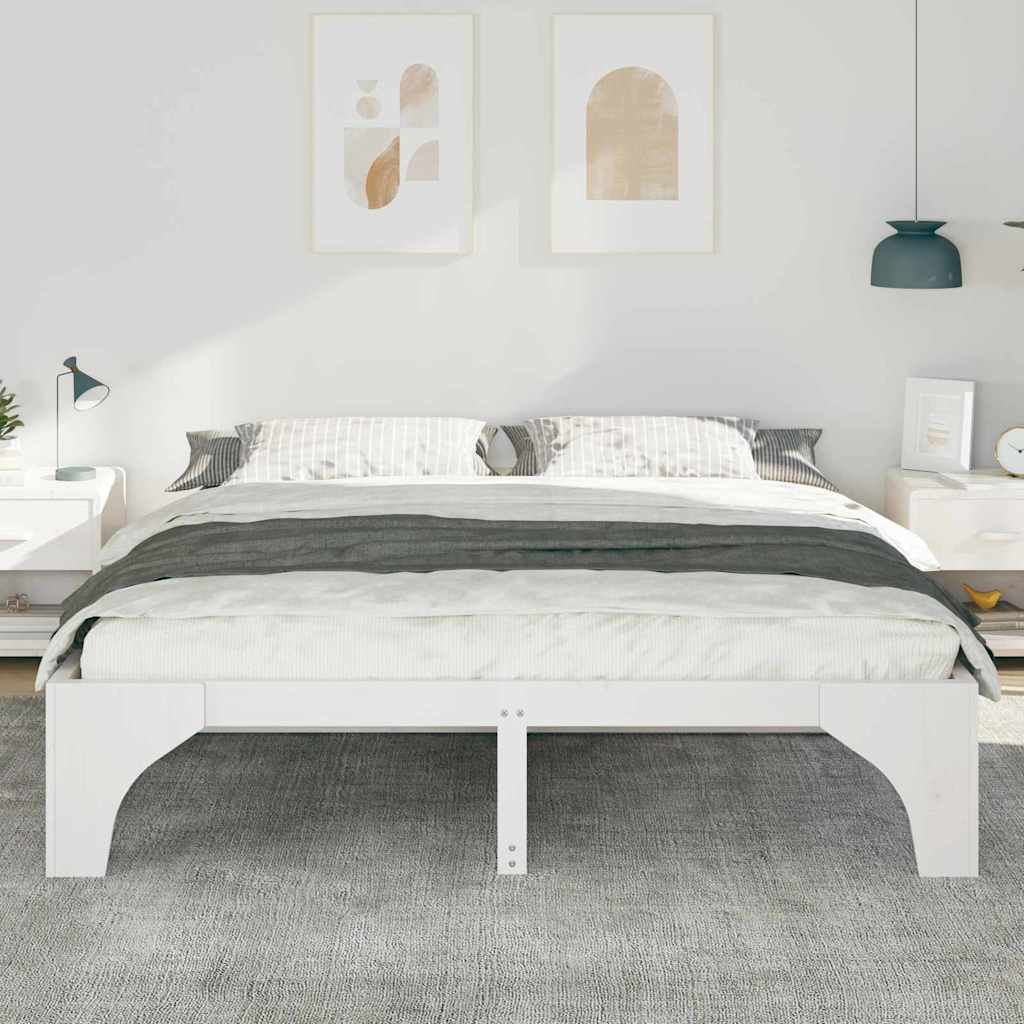 Bedframe met opslag Wit 200 x 200 cm Massief grenenhout