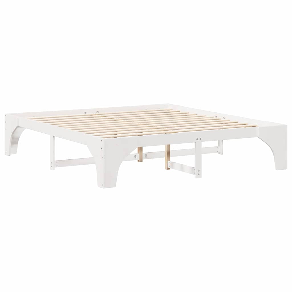 Bedframe met opslag Wit 200 x 200 cm Massief grenenhout