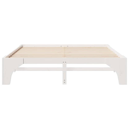 Bedframe met opslag Wit 200 x 200 cm Massief grenenhout