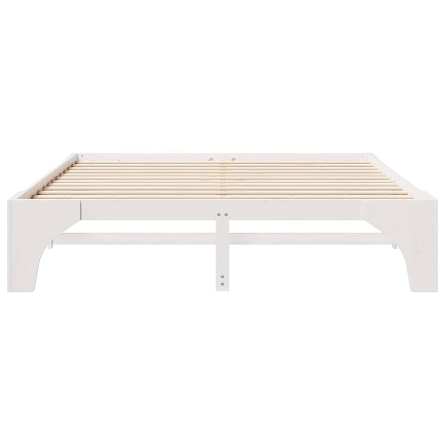Bedframe met opslag Wit 200 x 200 cm Massief grenenhout