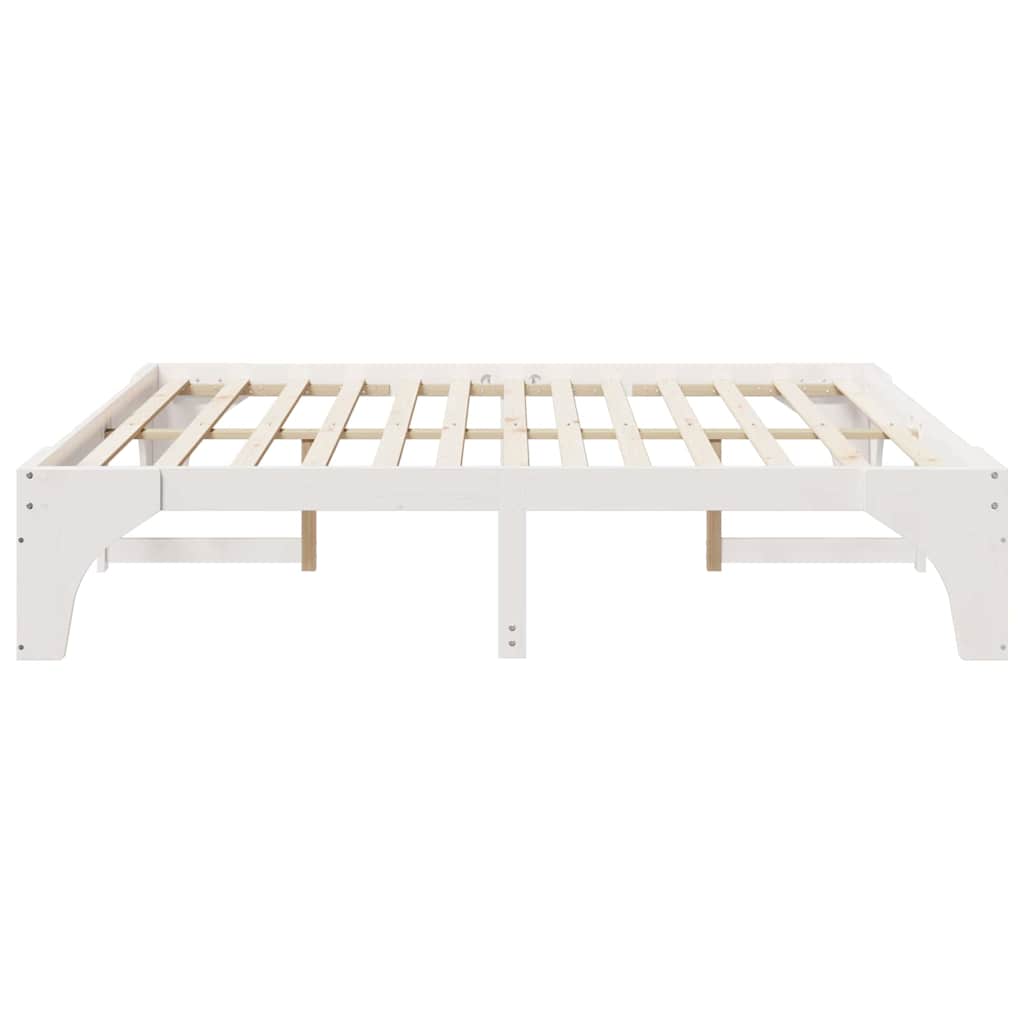 Bedframe met opslag Wit 200 x 200 cm Massief grenenhout