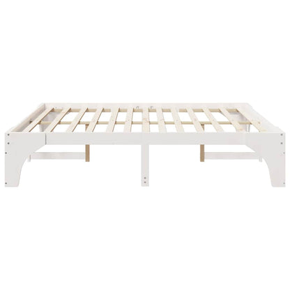 Bedframe met opslag Wit 200 x 200 cm Massief grenenhout