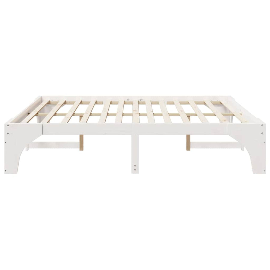 Bedframe met opslag Wit 200 x 200 cm Massief grenenhout