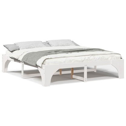 Bedframe met opslag Wit 200 x 200 cm Massief grenenhout
