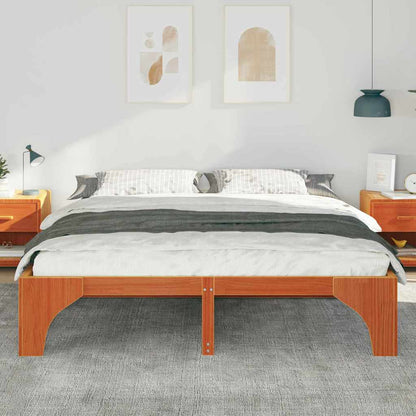 Bedframe met opslag Bruin 200 x 200 cm Massief grenenhout