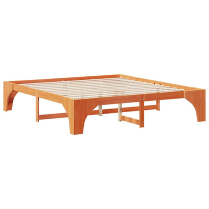 Bedframe met opslag Bruin 200 x 200 cm Massief grenenhout