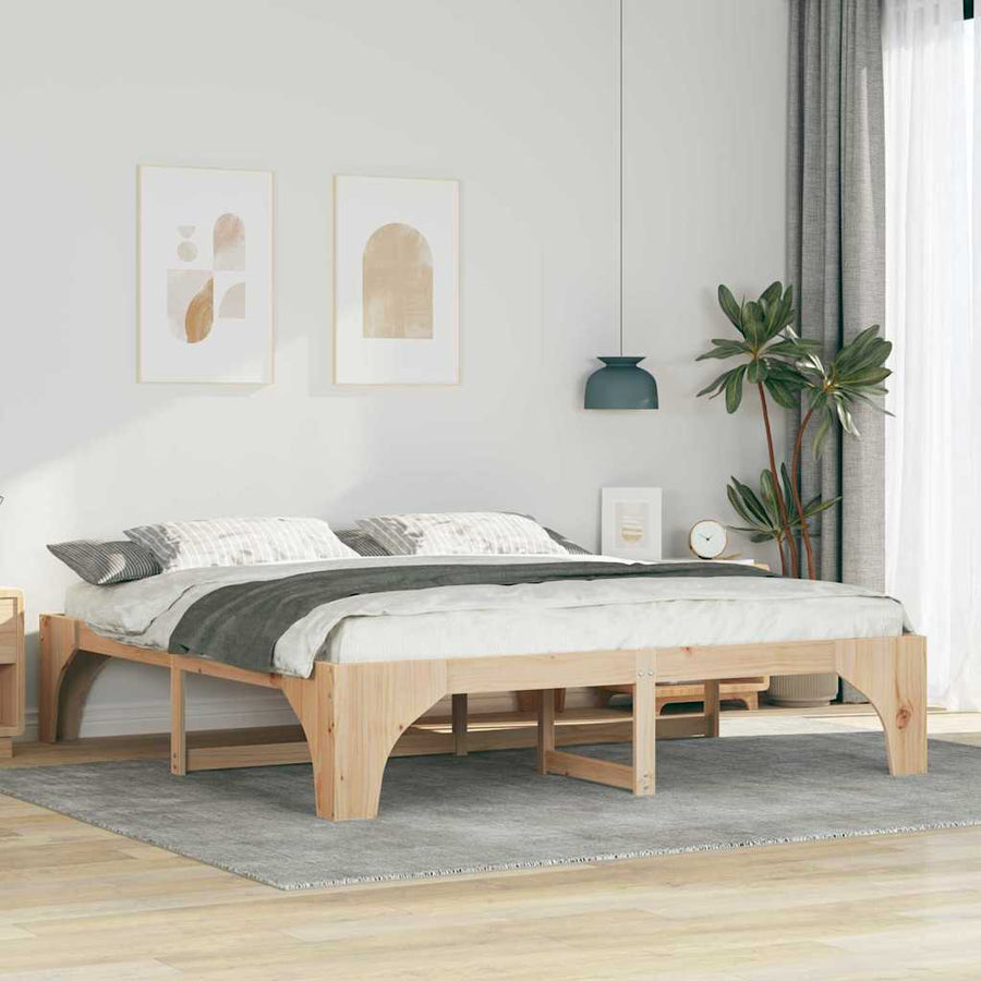 Bedframe met opslag Bruin 180 x 200 cm Massief grenenhout