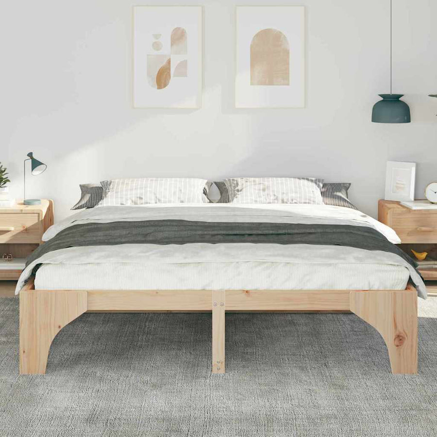 Bedframe met opslag Bruin 180 x 200 cm Massief grenenhout