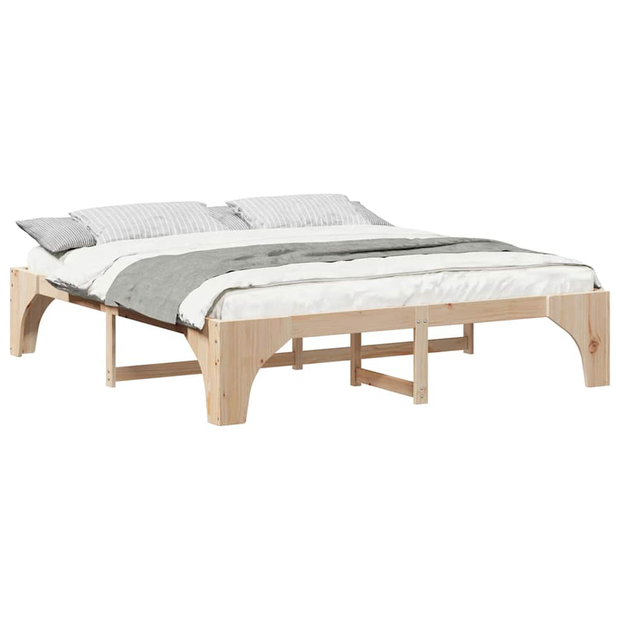 Bedframe met opslag Bruin 180 x 200 cm Massief grenenhout
