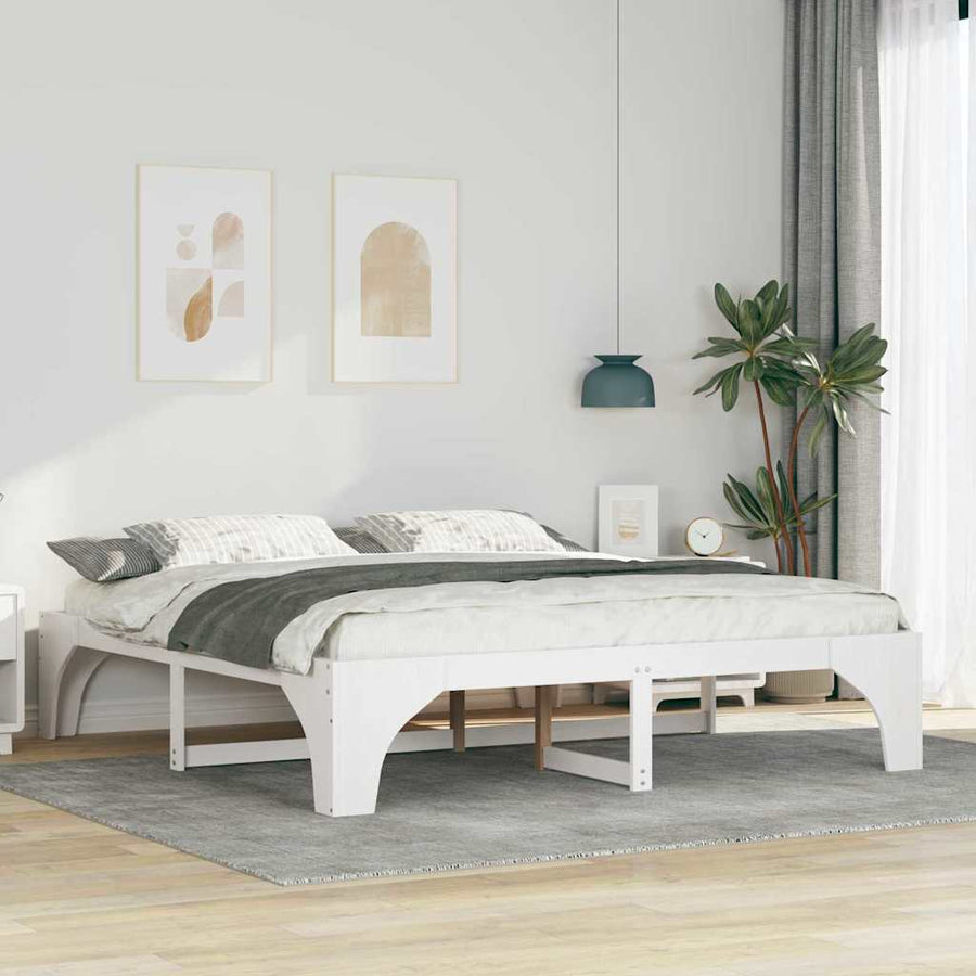 Bedframe met opslag Wit 180 x 200 cm Massief grenenhout