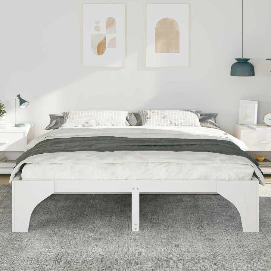 Bedframe met opslag Wit 180 x 200 cm Massief grenenhout