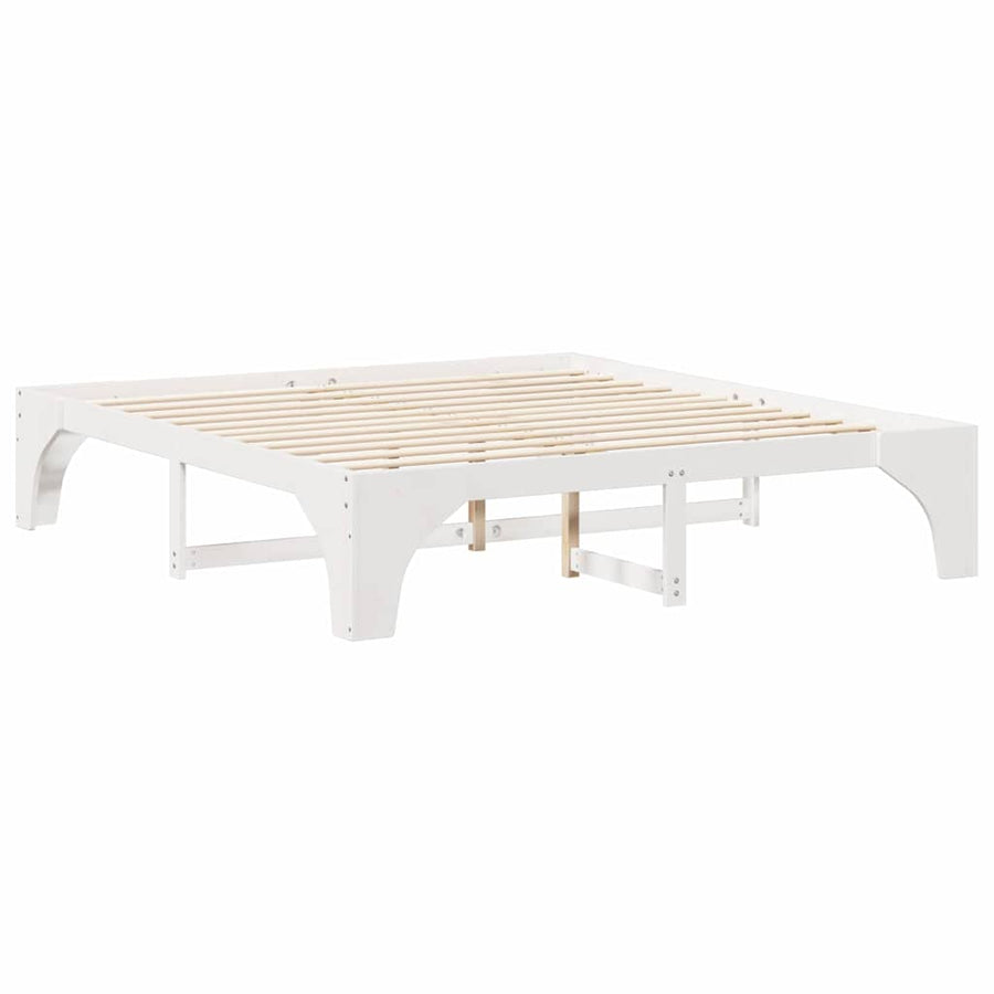 Bedframe met opslag Wit 180 x 200 cm Massief grenenhout