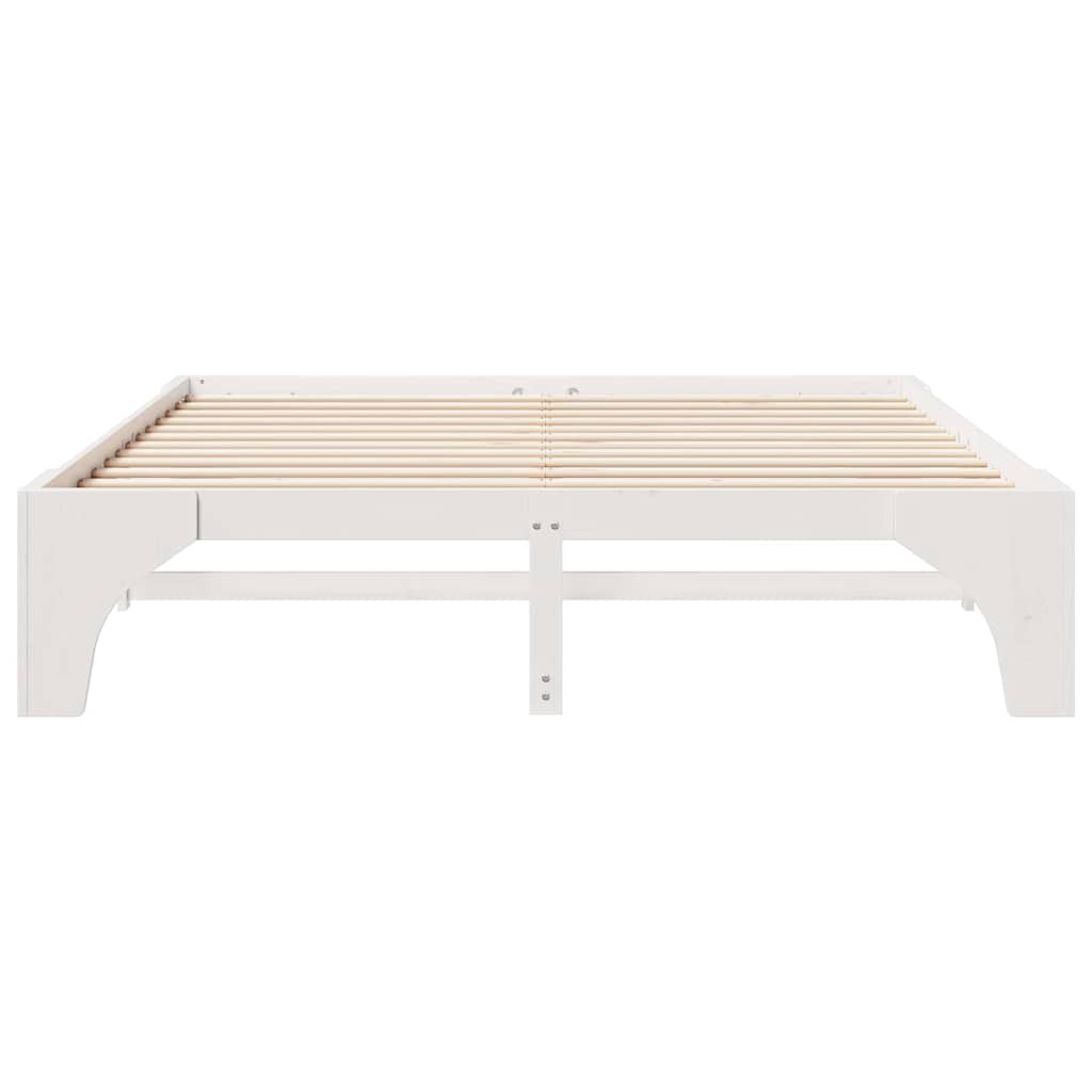 Bedframe met opslag Wit 180 x 200 cm Massief grenenhout