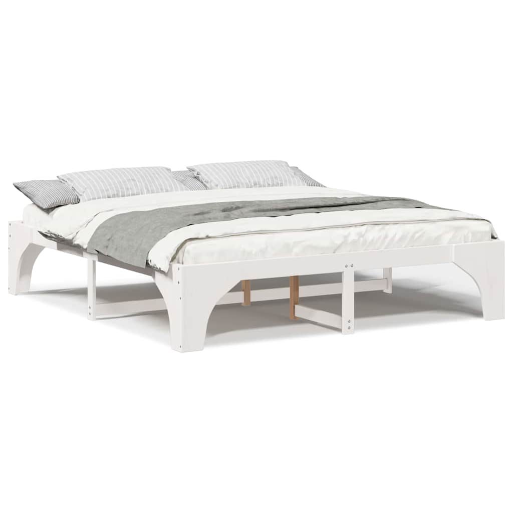 Bedframe met opslag Wit 180 x 200 cm Massief grenenhout