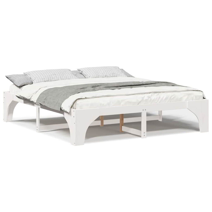 Bedframe met opslag Wit 180 x 200 cm Massief grenenhout