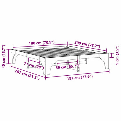 Bedframe met opslag Bruin 180 x 200 cm Massief grenenhout