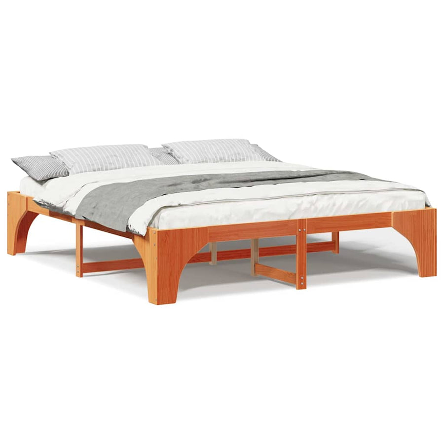 Bedframe met opslag Bruin 180 x 200 cm Massief grenenhout