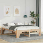 Brown Bed Frame 160 x 200 cm Solid Pine Wood