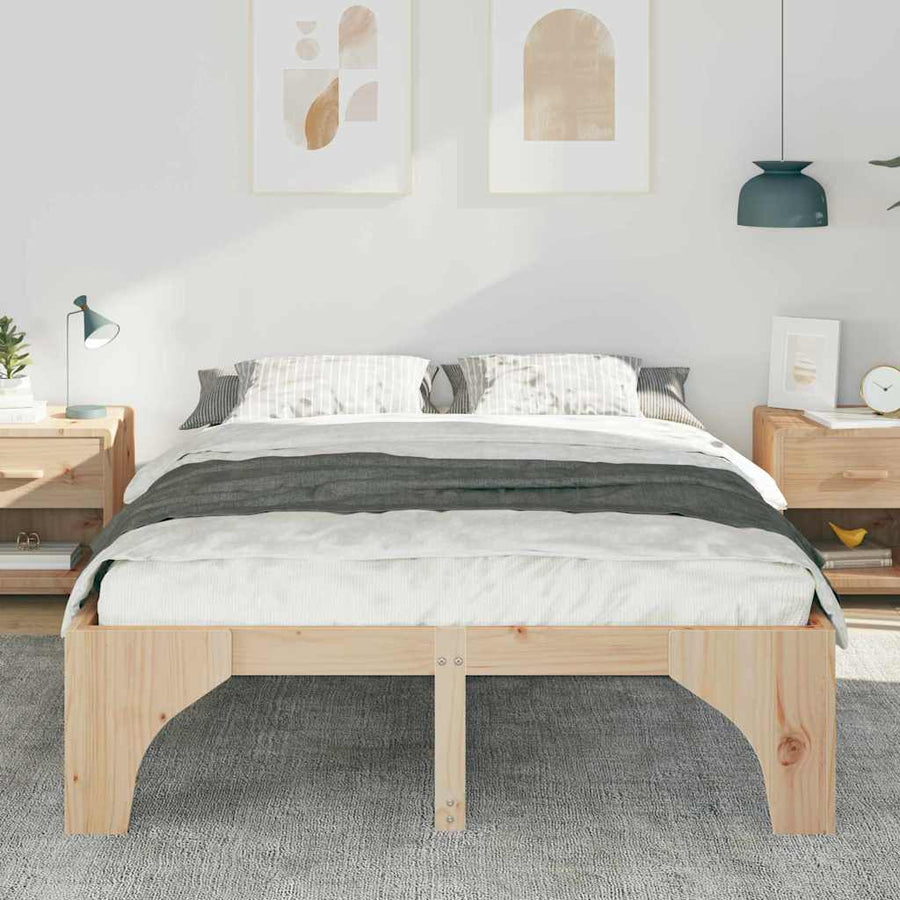 Bedframe met opslag Bruin 160 x 200 cm Massief grenenhout