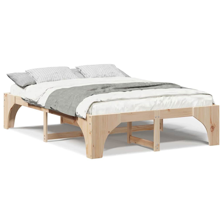 Bedframe met opslag Bruin 160 x 200 cm Massief grenenhout