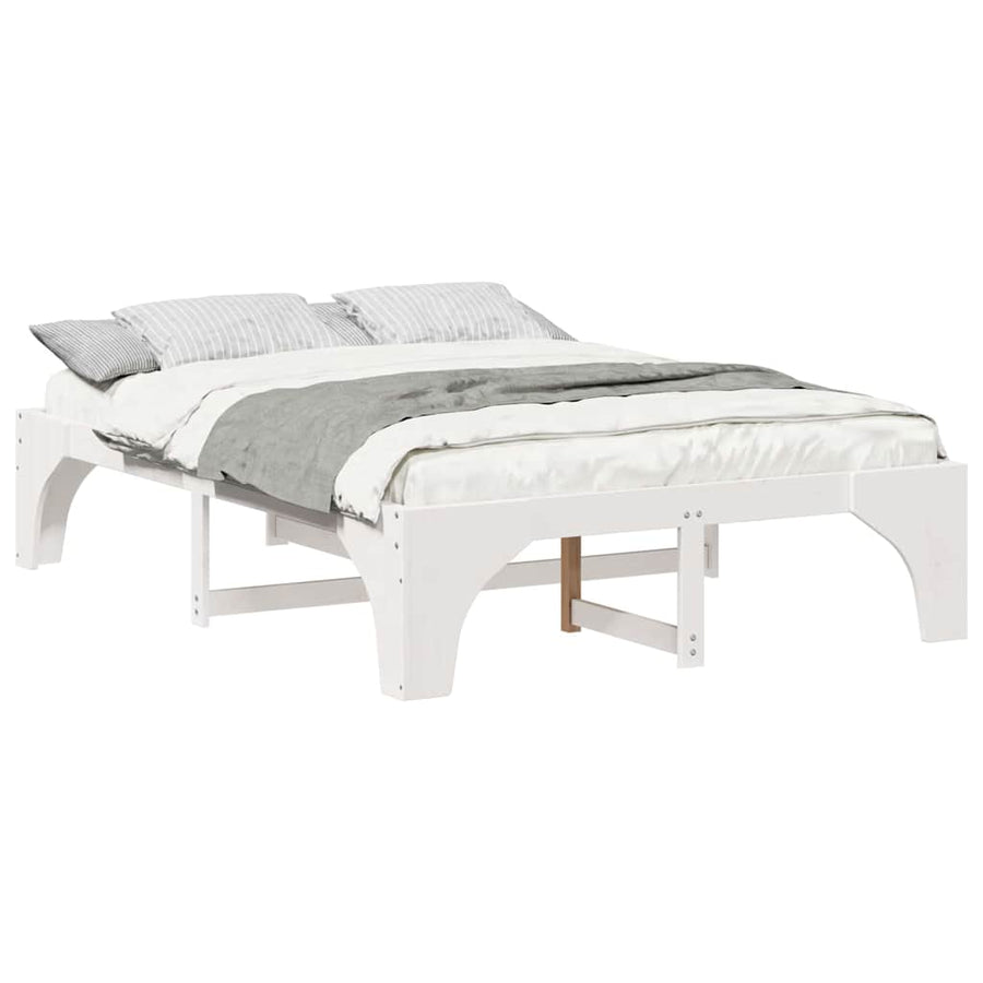 Bedframe met opslag Wit 160 x 200 cm Massief grenenhout